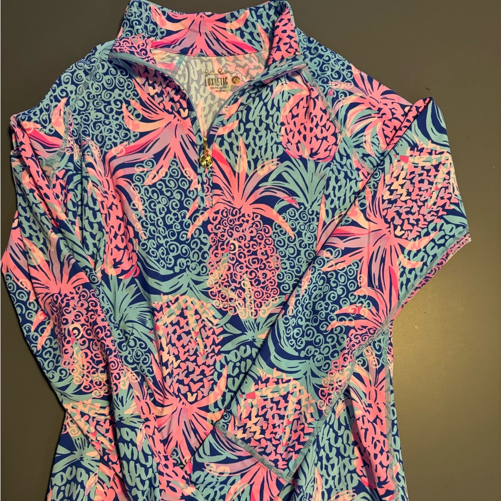 Lilly Pulitzer Luxletic Pink and Blue Patterned Top